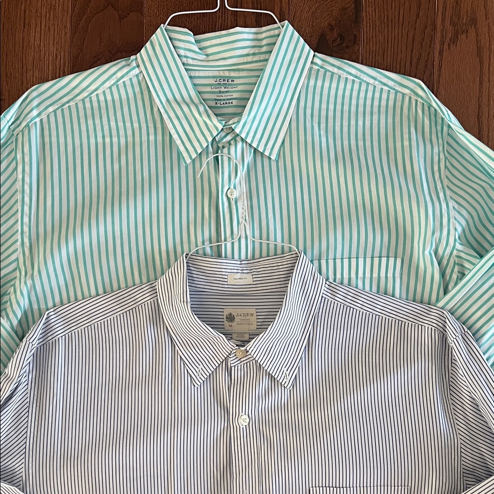 J Crew Classic Striped Men's Button Down Shirt Lot - Blue and Green, size XL